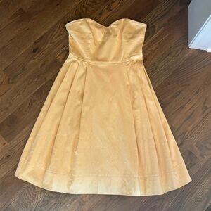 Calvin Klein Yellow Lined Sleeveless fit & flare pleated dress sz 10